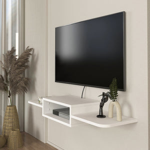 Wisząca półka TV Tar 115x30x16 cm biała [en.casa]