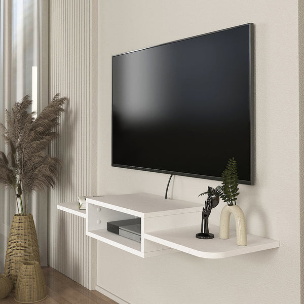 Wisząca półka TV Tar 115x30x16 cm biała [en.casa]