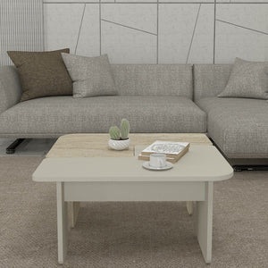 2-częściowy stolik kawowy Boneksbelt w kolorach piaskowca i trawertynu [en.casa]