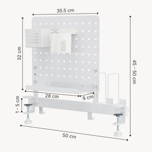 Organizer na biurko Sauda 50x50 cm stalowy biały [en.casa]