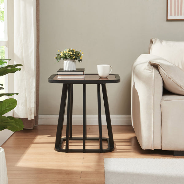 Stolik boczny Burgess 51x51x51 cm czarny/orzechowy [en.casa]