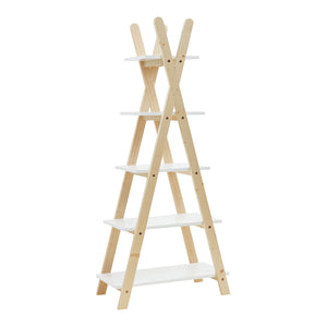 Vanlilu regał z drewna sosnowego 145x65x32 cm naturalny/biały [en.casa]