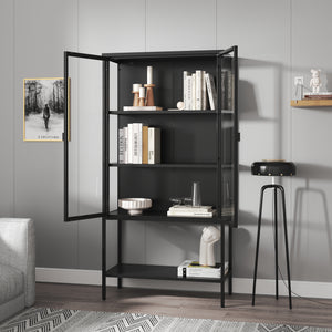 Gablota Borshavisa stalowa 2-drzwiowa 160x80x35 cm czarna [en.casa]