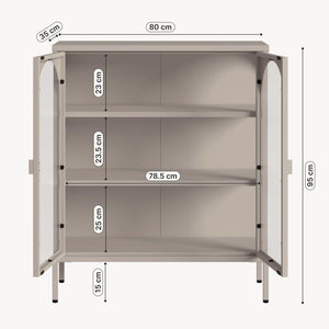 Witryna-komoda Klippestad stal 95x80x35 cm kolor wielbłądzi [en.casa]