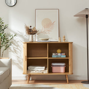Szafka boczna Nordkapp 100x40x80 cm bambus [en.casa]