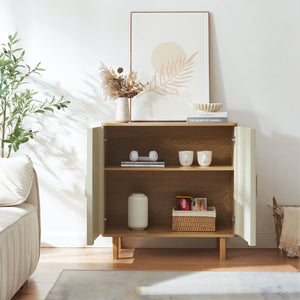 Kredens Ferrersp z 2 drzwiczkami 80x80x40 cm dąb/kolory piasku [en.casa]