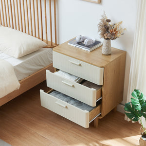 Komoda Ferrersp z 3 szufladami 70x60x40 cm dąb optyka/piaskowy kolor [en.casa]