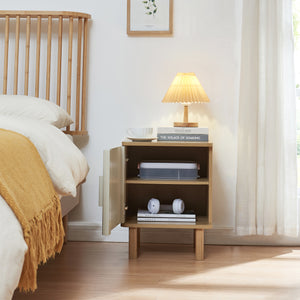 Szafka nocna Ferrersp z drzwiami 50x40x40 cm dąb optyka/piaskowy [en.casa]