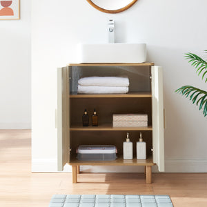 Szafka pod umywalkę Ferrersp 80x60x35 cm dąb optyka/piaskowy [en.casa]