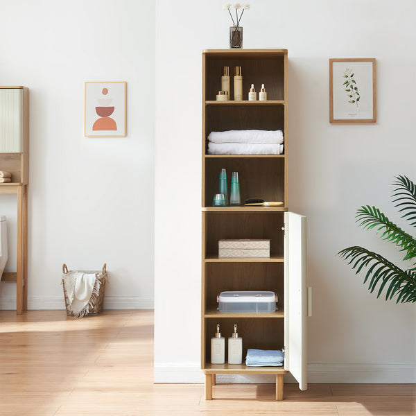 Szafka wysoka Ferrersp 160x42x35 cm dąb/kolory piaskowe [en.casa]