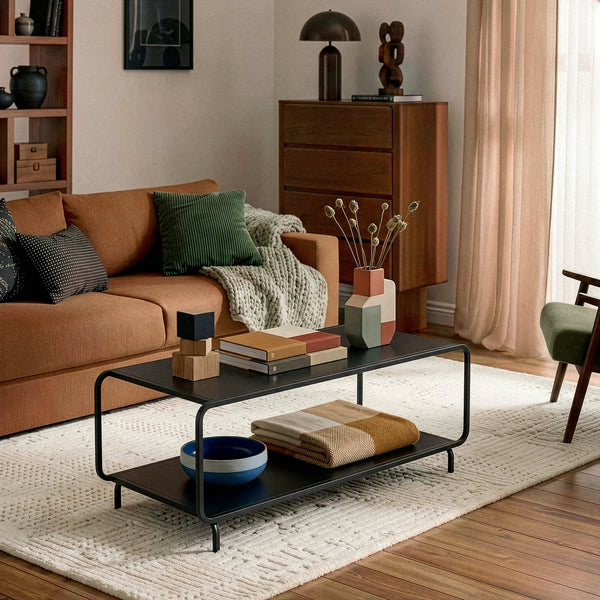 Stolik kawowy Færder 115x50x45 cm stal czarna [en.casa]