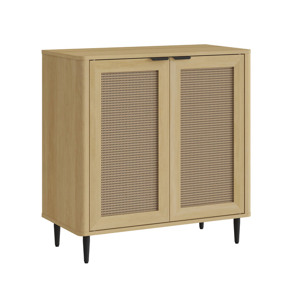 Sideboard Lukhomso 83x80x40 cm optyka dąb/optyka rattanu [en.casa]