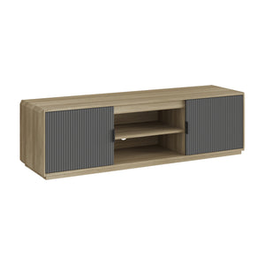 Szafka RTV Trömi 150x40x43 cm dąb optyczny/szary [en.casa]