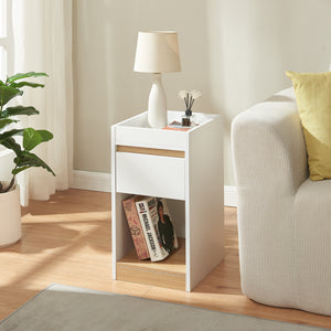 Stolik nocny Lure 55x30x35 cm biały/dąb [en.casa]