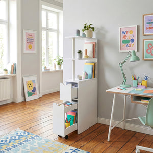 Regał niszowy z wysuwem na rolkach Fadeskimma 113x19x45 cm Biały [en.casa]