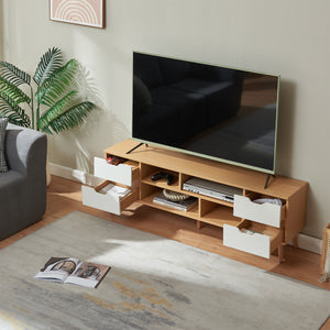 Szafka RTV Bordkak 140x30x45 cm dąb optyczny/biały [en.casa]