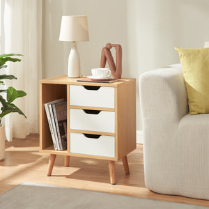 Stolik nocny Bordkak 55x48x30 cm dąb optyka/biały [en.casa]