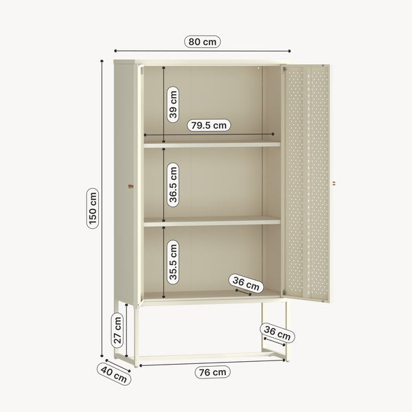 Highboard Viitasaari 150x80x40 cm stal kremowobiały [en.casa]