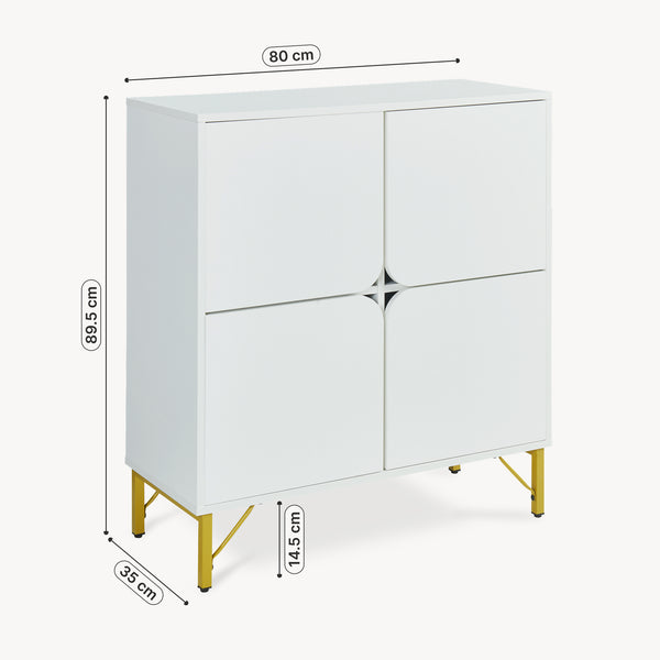 Sideboard Reyri 90x80x35 cm Biały/Złoty [en.casa]