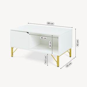 Stolik kawowy Reyri 80x45x42 cm Biały/Złoty