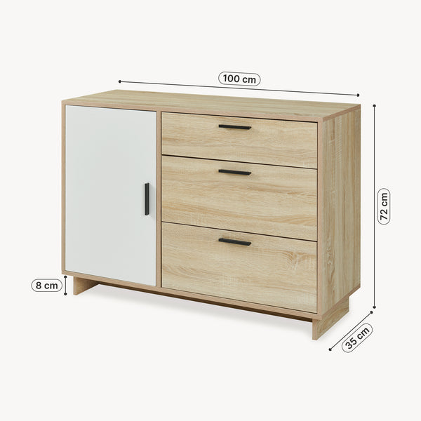 Kredens Kenta 100x35x72 cm Sonoma-dąb optyka/Biały [en.casa]