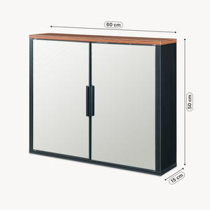 Szafka z lustrem Trond 50x60x15 cm Czarny/Orzechowy wygląd [en.casa]