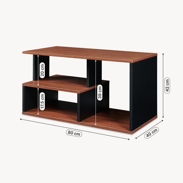 Stolik kawowy Trond 80x40x42 cm Czarny/Walnut [en.casa]