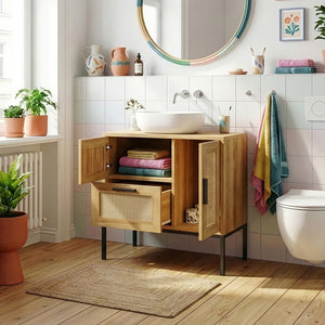 Szafka pod umywalkę Marhasa 60x60x40 cm dąb optyka/czarny [en.casa]