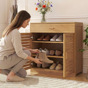 Szafka na buty Aarela 67x66x34 cm bambus [en.casa]