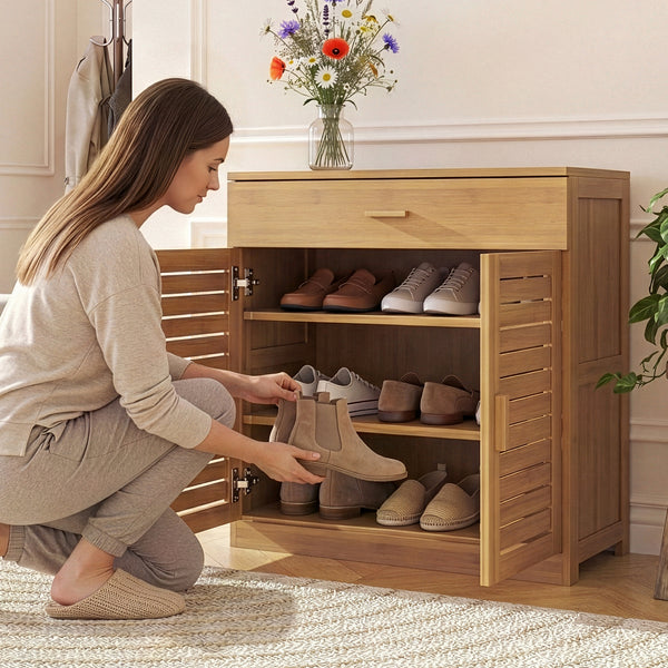 Szafka na buty Aarela 67x66x34 cm bambus [en.casa]