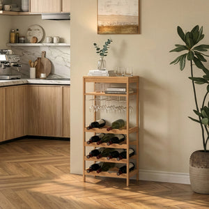 Regał na wino Fillby 100x47x29 cm bambus naturalny [en.casa]