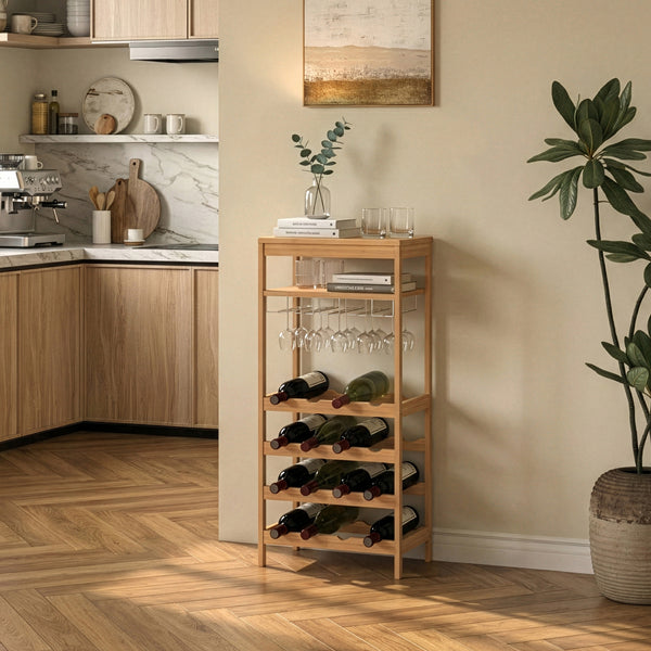 Regał na wino Fillby 100x47x29 cm bambus naturalny [en.casa]