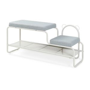 Ławka na buty z taboretem dziecięcym Jässaatka stal 100x32x46 cm szary [en.casa]