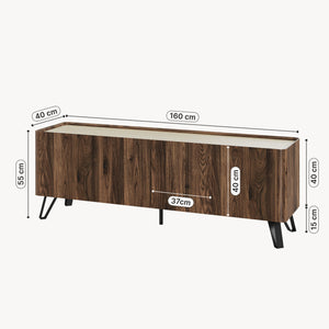 Szafka RTV Trorlon 160x40x55 cm w optyce orzecha/trawertynu [en.casa]