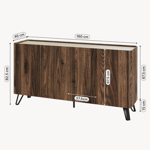 Sideboard Trorlon 160x40x83 cm orzech włoski/trawertyn [en.casa]