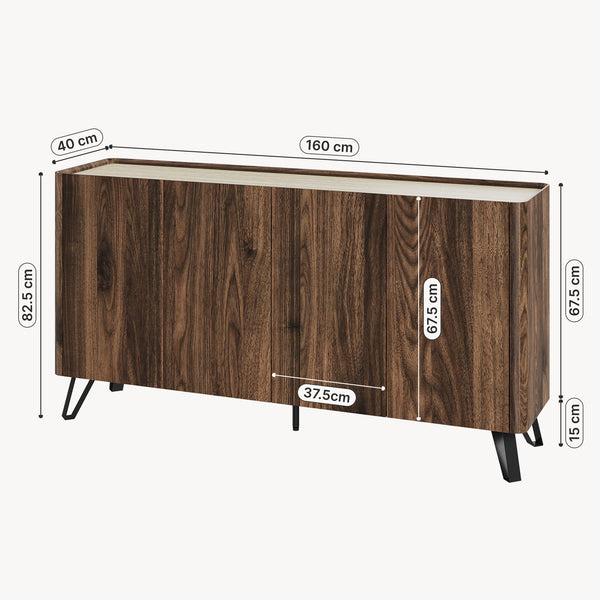 Sideboard Trorlon 160x40x83 cm orzech włoski/trawertyn [en.casa]