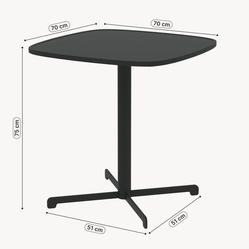 Szkic wymiarowy Stół bistro na zewnątrz Foggia 75x70x70 cm stal antracytowa [casa.pro]