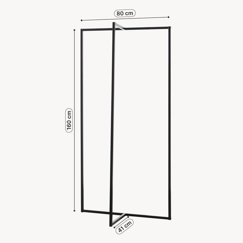 Szkic wymiarowy Stojak na ubrania Norjad 160x80x41 cm metal czarny [en.casa]