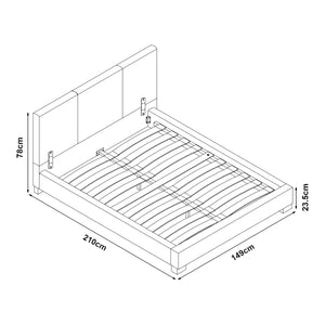 Łóżko ze sztucznej skóry Albacete 140x200 cm ciemnoszare Corium
