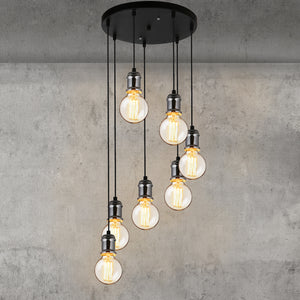 [lux.pro]® Lampa wisząca sufitowa - czarno-srebrna (7 x E27)