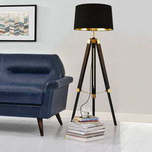 Lampa podłogowa Karlsbad 145 cm czarna w kolorze mosiądzu lux.pro