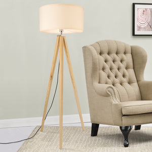 Lampa podłogowa Queluz 1xE27 Ø50x152 cm kolory drewna/biały lux.pro