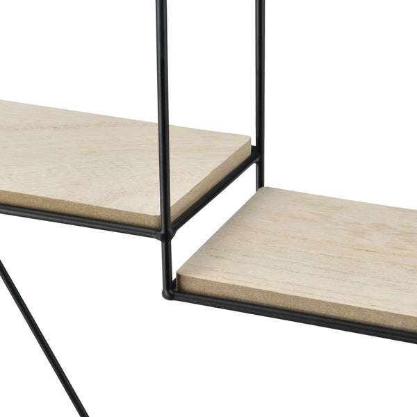 Półka ścienna Kaya 40x12x35 cm w kształcie plastra miodu z 3 półkami czarna en.casa