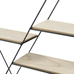 Półka ścienna Flint 62x12x53 cm Plaster miodu z 4 półkami Czarny en.casa