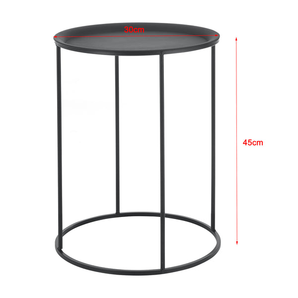Stolik boczny Anaklia zestaw 3 okrągłych metalowych stolików czarny en.casa