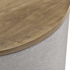 Stolik boczny Napier z miejscem do przechowywania okrągły szary/drewno kolory en.casa