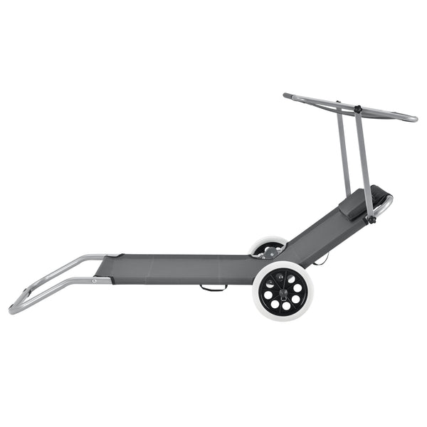 Zestaw 2 leżaków Falun z daszkiem i kółkami antracytowo-szary casa.pro