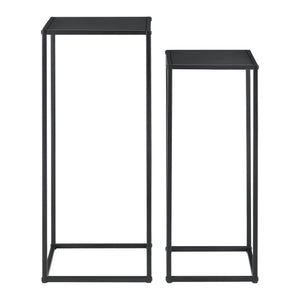 Stolik boczny Barbaricina zestaw 2 w kształcie kolumny czarny [en.casa]