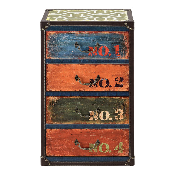 Komoda Geeste 66x40x30 cm z 4 szufladami ze sztucznej skóry Wielokolorowa en.casa