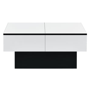 Stolik kawowy Lens z wysuwanym blatem czarny/biały [en.casa]